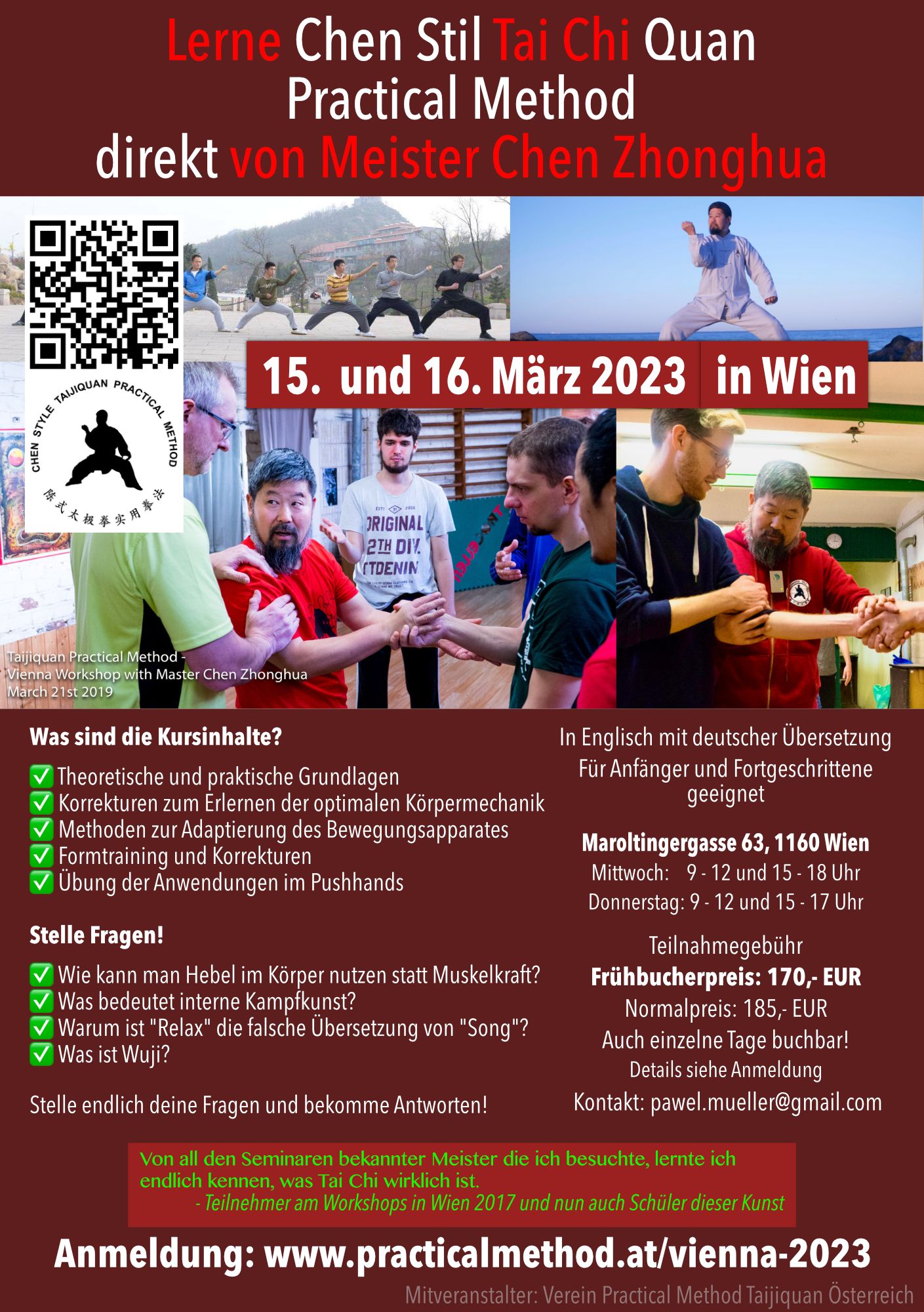 Flyer für den Taijiquan Workshop in Wien